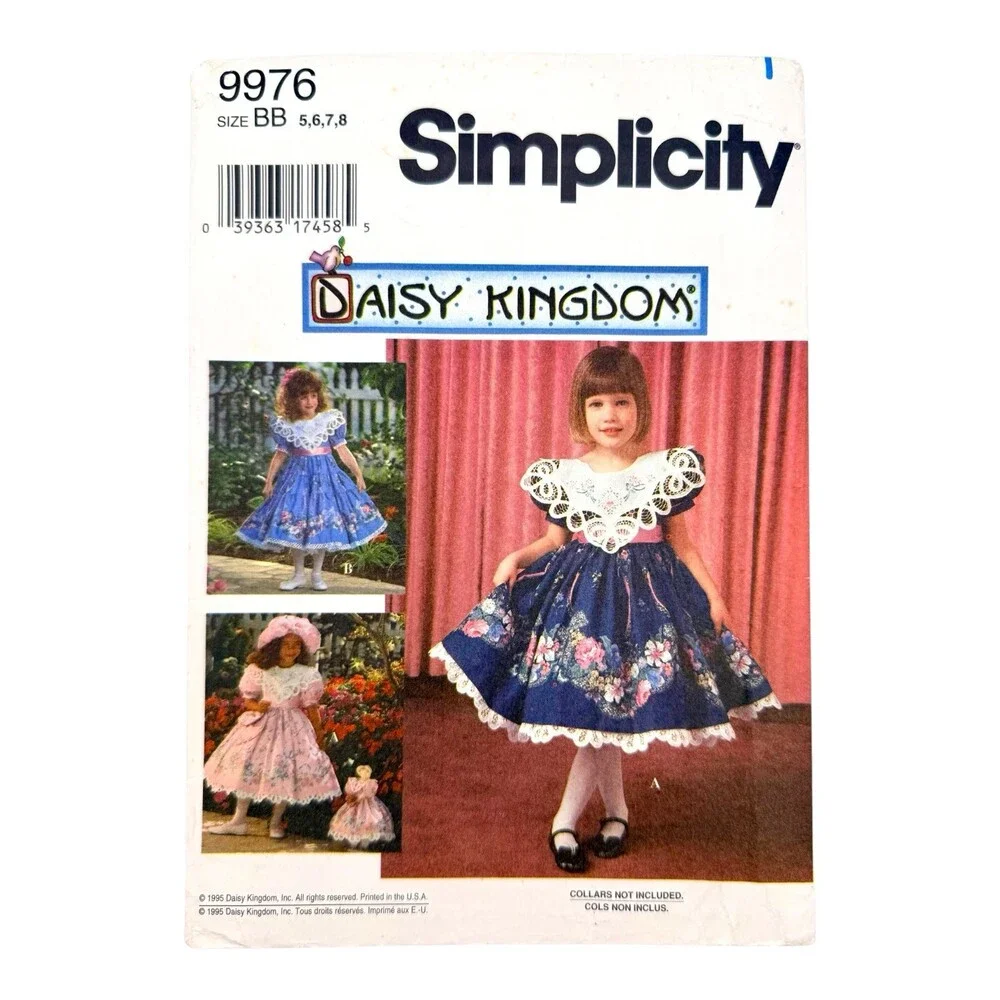 VTG 1995 Simplicity Sewing Pattern Childs Circle Dress Hat & Purse Sz 5-8 #9976